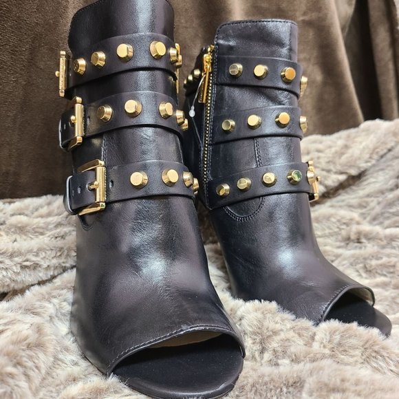 Bryn Michael Kors Black Studded Boots Heels - Picture 4 of 9